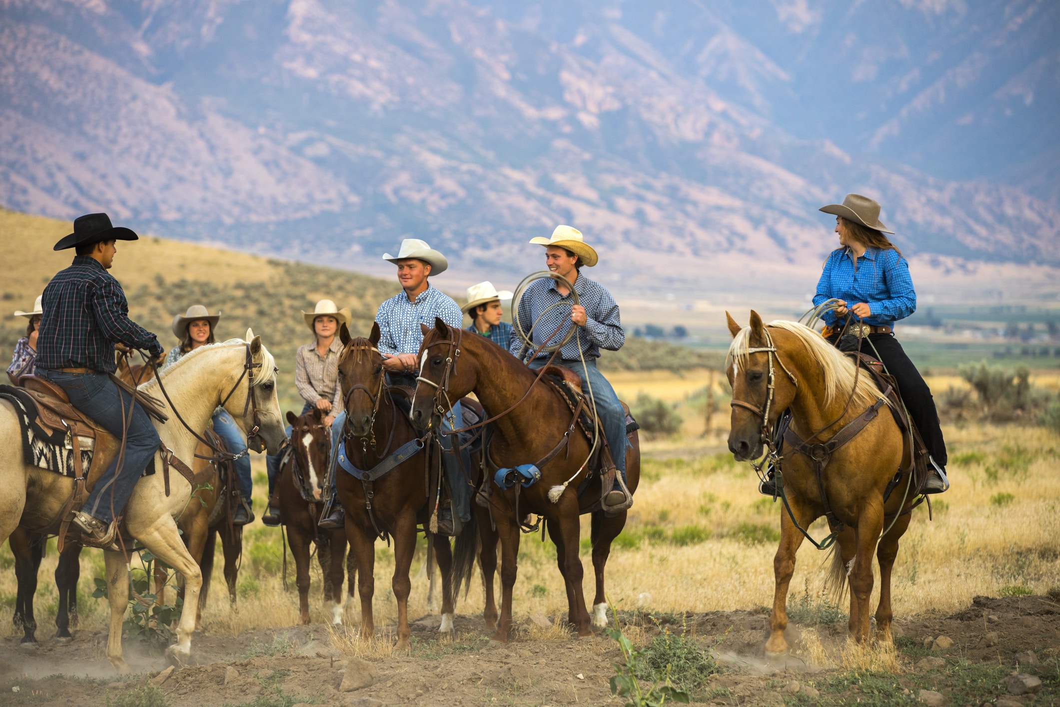 A group of cowboys in the American west.
